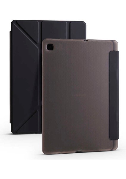 Galaxy Tab A7 10.4 T500 2020 Kılıf Uyumlu Tri Folding Kalem Bölmeli Standlı Kılıf-Siyah