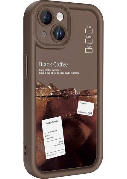 Apple iPhone 14 Kılıf Kamera Korumalı Baskılı Arka Yüzey Klas Kapak-Koyu Kahve