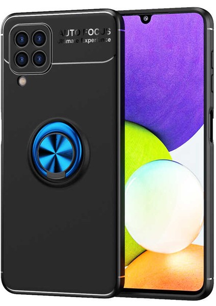 Galaxy M22 Kılıf Ravel Silikon Kapak-Siyah-Mavi