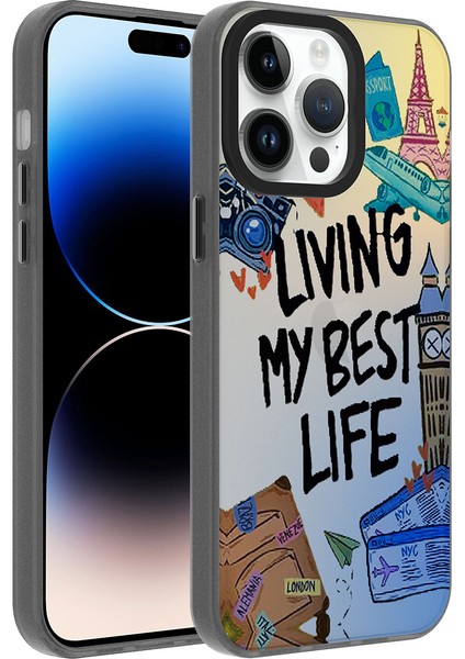 Apple iPhone 14 Pro Kılıf Desenli Dragon Sert Kapak-Seyahat