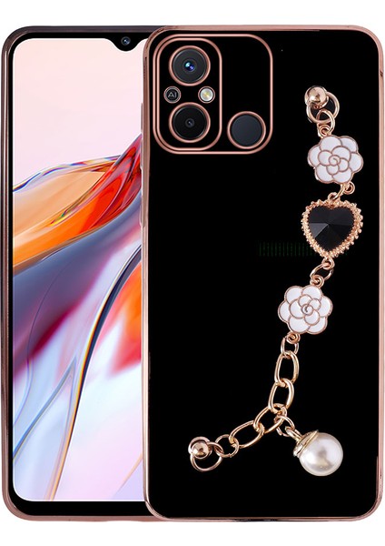 Xiaomi Redmi 12C Kılıf El Tutamaçlı Kamera Korumalı Taka Silikon Kapak-Siyah