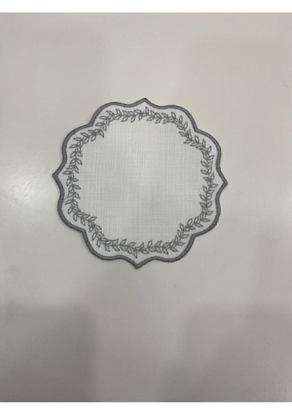 Keten kumaş yaprak desenli kahve yanına ve bardak altlığı seti, şık ve doğal görünüm