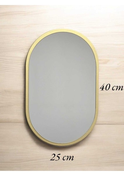 Şık Çerçeveli Duvar Aynası, 40x25 cm, Modern Tasarım, Sarı Renk, Cam Materyal indirimleri
