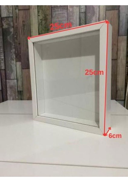 25x25 cm Ahşap Anı Çerçevesi, Söz ve Nişan Çiçeği Kutu, Antrasit Renk