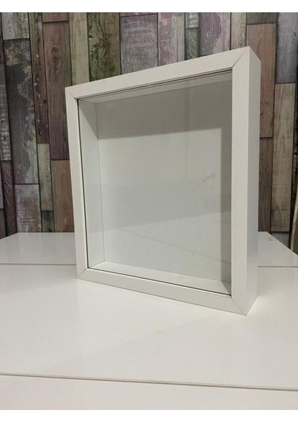 25x25 cm Ahşap Anı Çerçevesi, Söz ve Nişan Çiçeği Kutu, Antrasit Renk