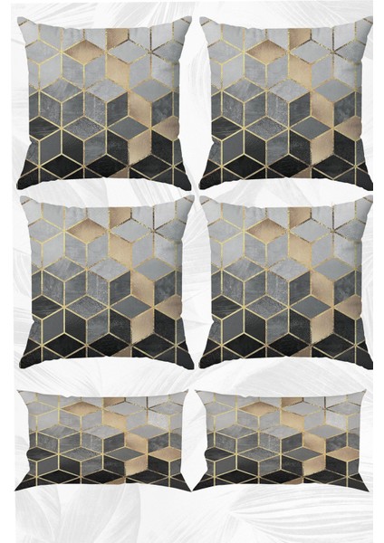 Çift taraflı mozaik desenli kırlent kılıfı seti, çok renkli, 6'lı, 43x43 ve 30x50 ölçü
