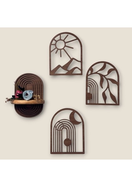 Bohem Dekoratif Tablo Raf 4’lü Set