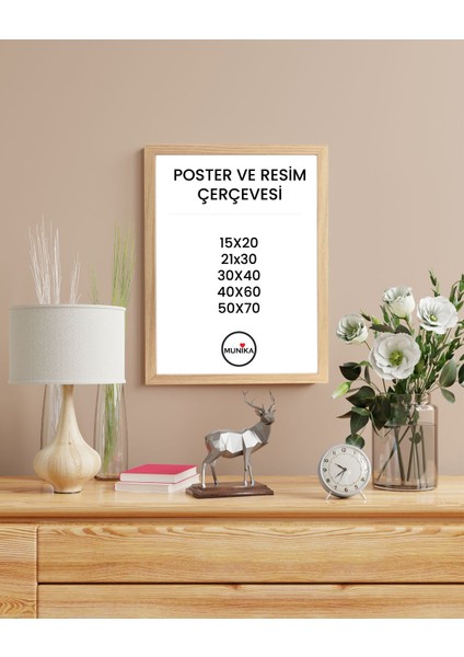 Doğal Ahşap Tekli Boş Çerçeve (Ön Yüzeyi Korumalı , Postersiz)