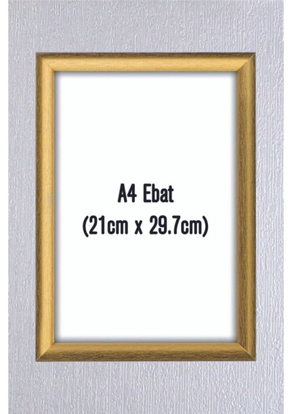 Altın renkte A4 belge çerçevesi, şık ve zarif tasarım, 21x29,7 cm, 1 parça