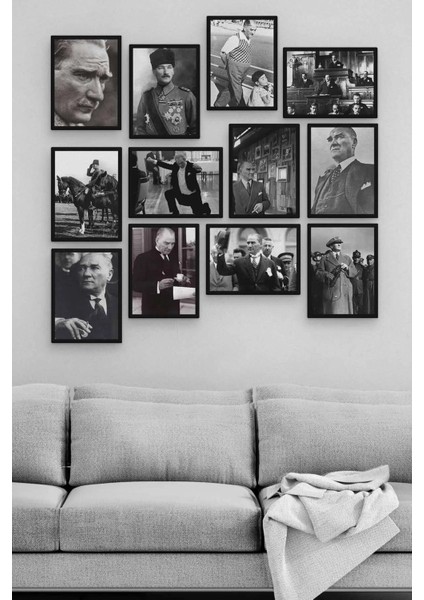 Mustafa Kemal Atatürk 12 Parça Ahşap Mdf Tablo