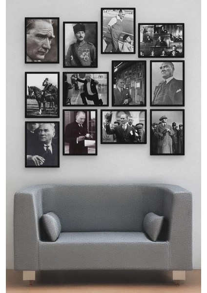 Mustafa Kemal Atatürk 12 Parça Ahşap Mdf Tablo