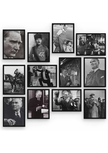 Mustafa Kemal Atatürk 12 Parça Ahşap Mdf Tablo