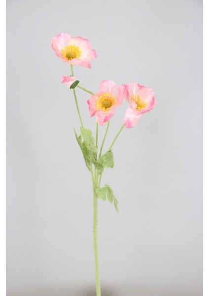 Yapay Çiçek 4lü Gelincik Dalı 60 cm Açık Pembe