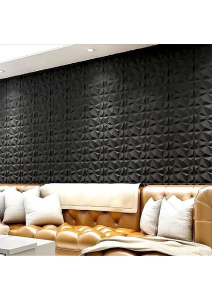 Yeni 70X70CM 0,50M² Siyah Kendinden Yapışkanlı Piramit Duvar Paneli Köpük