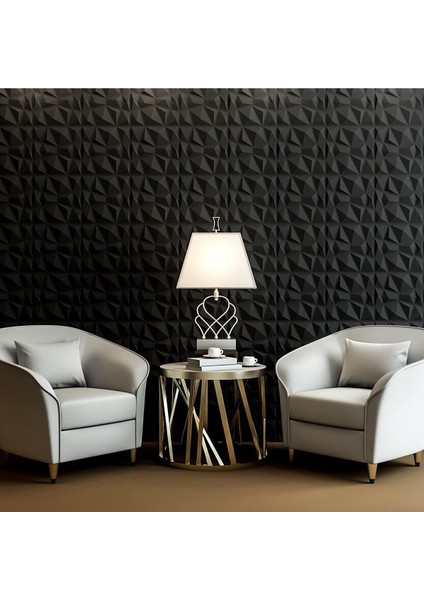 Yeni 70X70CM 0,50M² Siyah Kendinden Yapışkanlı Piramit Duvar Paneli Köpük