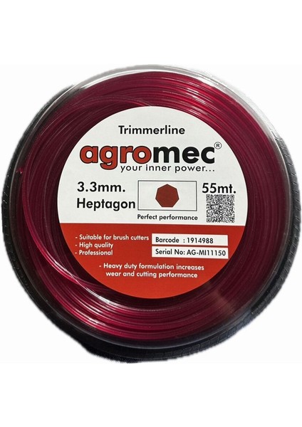 Benzinli Tırpan Misinası 3.3mm 55MT Hexagon