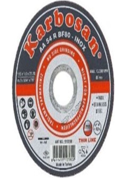 Inox Kesme Taşı 115*1,0*22,23 1 Kutu 25 Adet