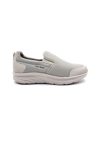 K1114 Memory Foam Erkek Tekstil Bej Renk Bağcıksız Spor Yürüyüş Ayakkabı