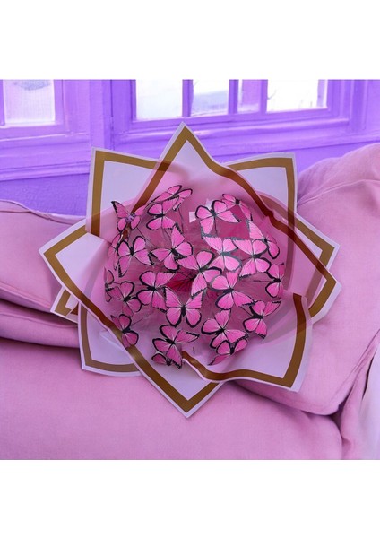 Pembe Kelebekli 24 Işıklı LEDli Zarif Renkli Dekoratif Buket 31-45 cm modelleri