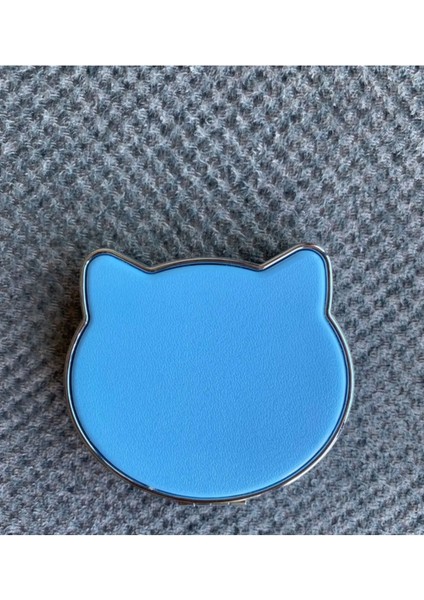 Simli Sulu Kedi Temalı El Makyaj Aynası, Kapaklı, Taşıması Kolay, Cam, Gümüş Renk