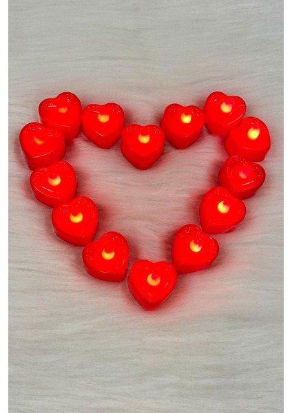 Kırmızı Kalpli Ledli Mum, 7 adet, Kutlama ve Düğün için Işıklı Tealight Set indirimleri