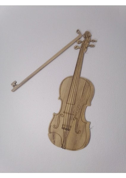 Çocuklar için Ahşap MDF Lazer Kesim Keman, 18.5x51cm, 3mm, kahverengi, açık meşe fiyatları