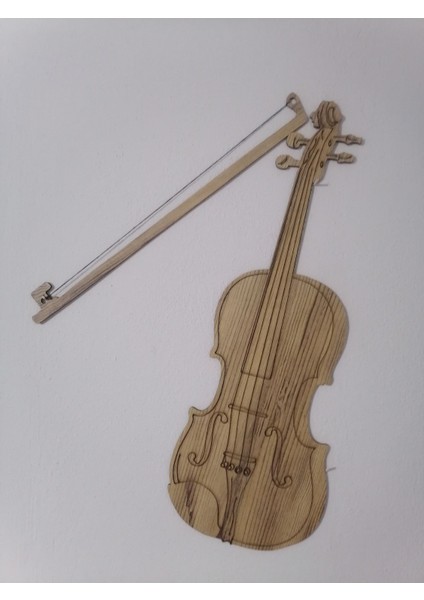 Çocuklar için Ahşap MDF Lazer Kesim Keman, 18.5x51cm, 3mm, kahverengi, açık meşe modelleri