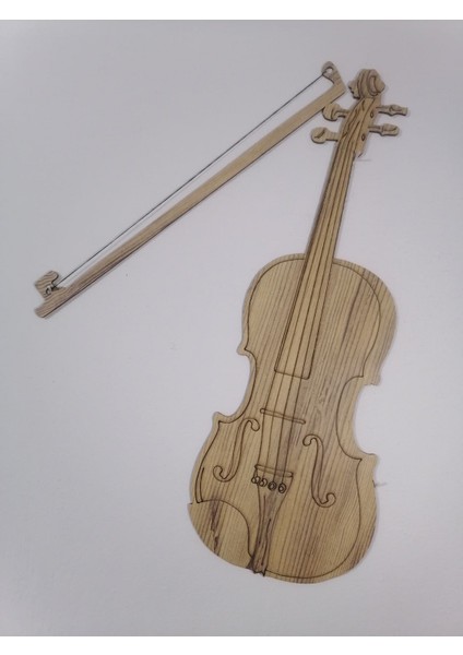 Çocuklar için Ahşap MDF Lazer Kesim Keman, 18.5x51cm, 3mm, kahverengi, açık meşe fırsatları