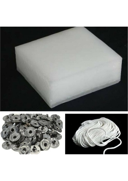 Parafin Balmumu 1kg, 5mt Fitil, 50 Çıt Çıt, Dekoratif Mum Yapım Seti