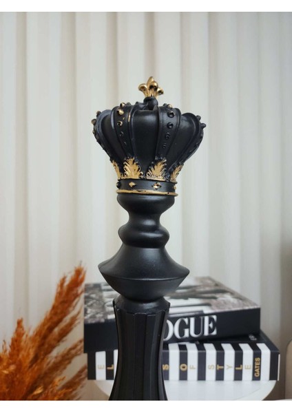 Dekoratif Büyük Boy (40 cm ) Polyester Siyah 3'lü Set Satranç Biblo Takımı fırsatları