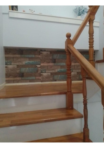 70x35cm Mavi Ahşap Desenli Kendinden Yapışkanlı Duvar Paneli