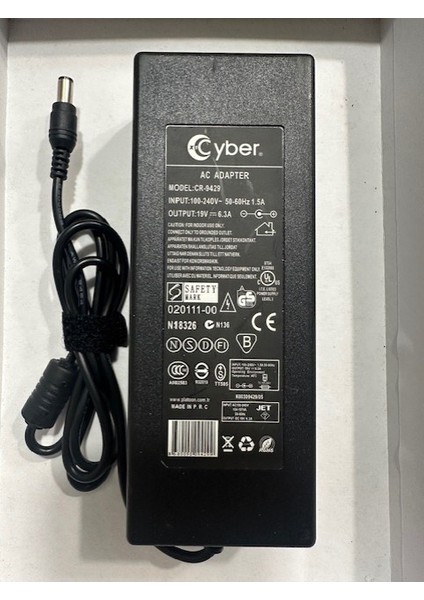 19 Volt 6.3 Amper Toshiba Uyumlu Adaptör 19 Volt 6.3 Amper 6.3 mm 3.0 mm Adaptör