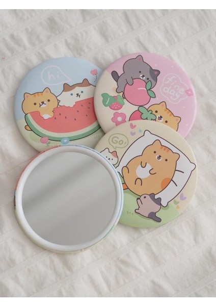1 Adet Cep Makyaj Aynası Yuvarlak Çanta Içi Cute Animals Yuvarlak Ayna Çanta Boy modelleri