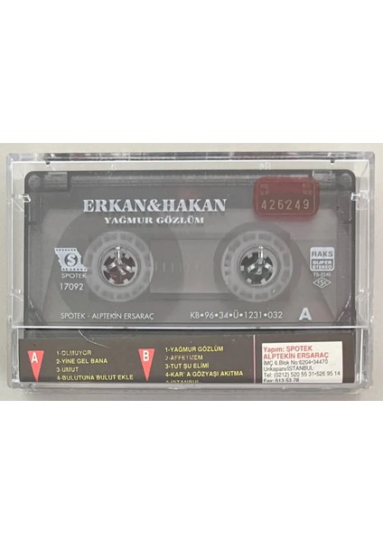 Erkan & Hakan Yağmur Gözlüm Kaset (Orjinal Dönem Baskı) fiyatları