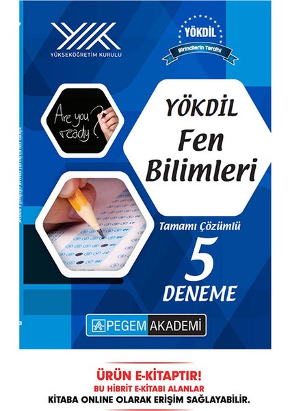 YÖKDİL Fen Bilimleri Tamamı Çözümlü 5 Deneme E-Kitap