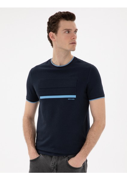 Erkek Lacivert Slim Fit Tişört 50302549-VR033