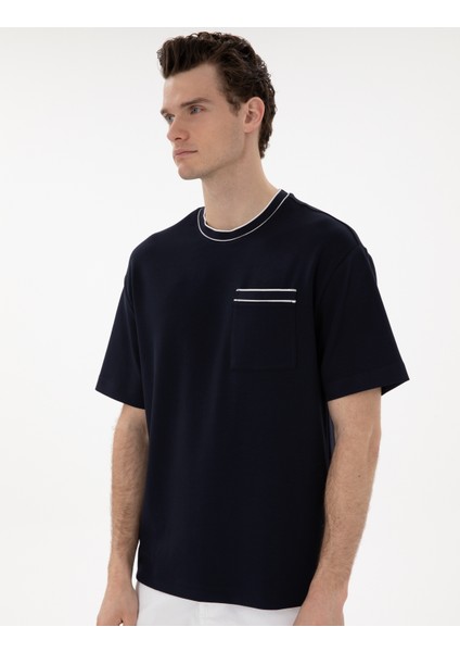 Erkek Lacivert Comfort Fit Tişört 50306080-VR033