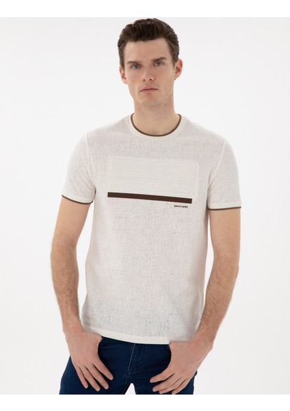 Erkek Ekru Slim Fit Tişört 50302549-VR019