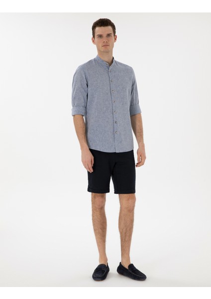 Erkek Lacivert Regular Fit Uzun Kollu Gömlek 50303301-VR033
