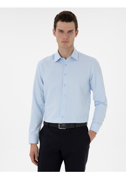 Erkek Açık Mavi Regular Fit Uzun Kollu Gömlek 50303376-VR003