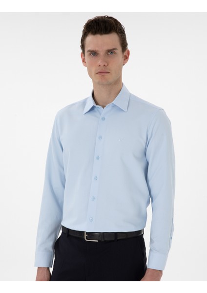 Erkek Açık Mavi Regular Fit Uzun Kollu Gömlek 50303376-VR003