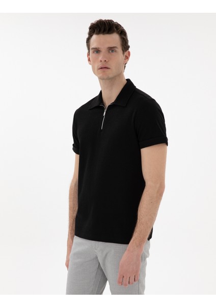 Erkek Siyah Slim Fit Tişört 50302586-VR046