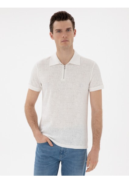 Erkek Ekru Slim Fit Tişört 50302586-VR019