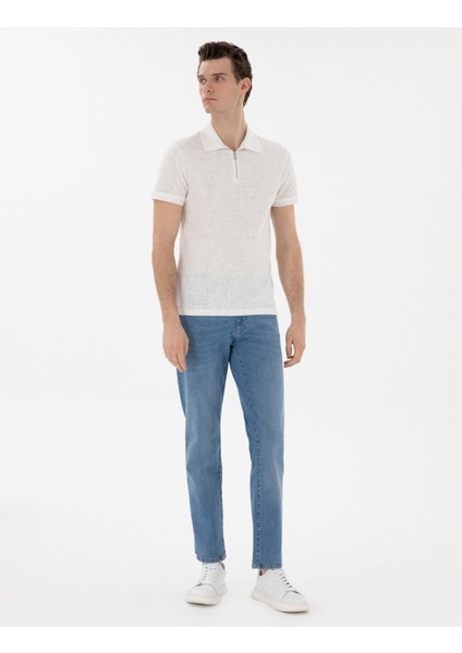 Erkek Ekru Slim Fit Tişört 50302586-VR019