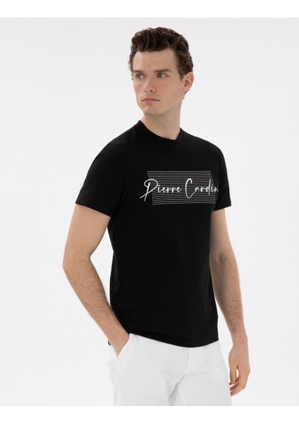 Erkek Siyah Slim Fit Tişört 50302567-VR046