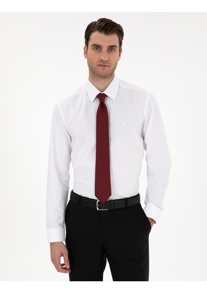 Erkek Beyaz Regular Fit Uzun Kollu Basic Gömlek 50307198-VR013
