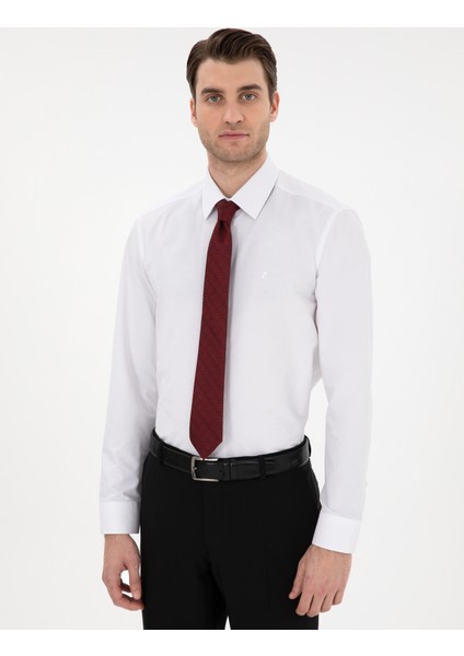 Erkek Beyaz Regular Fit Uzun Kollu Basic Gömlek 50307198-VR013