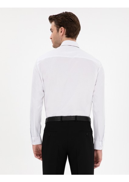 Erkek Beyaz Regular Fit Uzun Kollu Basic Gömlek 50307198-VR013