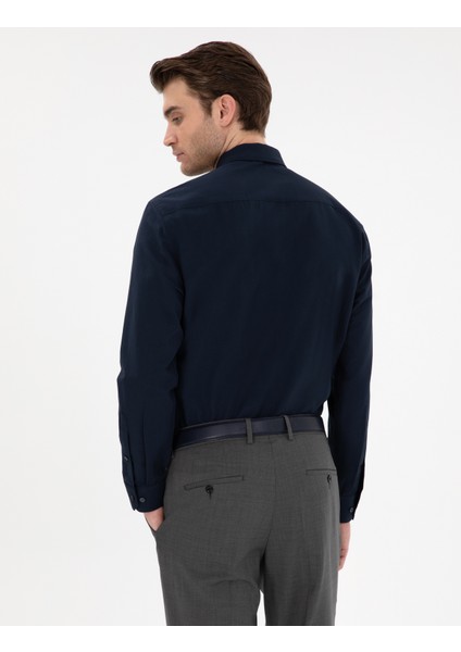 Erkek Lacivert Regular Fit Uzun Kollu Basic Gömlek 50307198-VR033