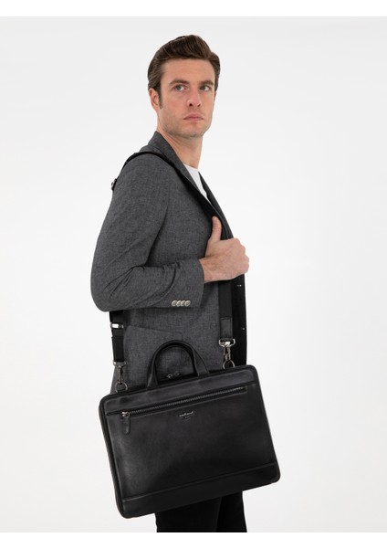 Erkek Erkek Siyah %100 Deri Evrak Çantası 50305287-VR046